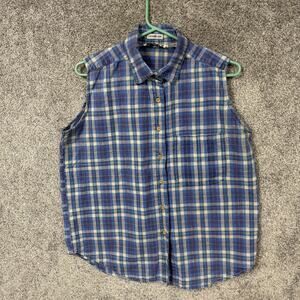 Vintage Y2K Does 60s Mod KZK Button Up Top L Plaid Retro Skater Layering Grunge